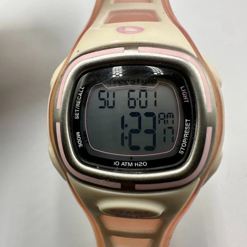 Freestyle Solstice Digital Watch Women Pink Cream 35MM Square Dial New Battery